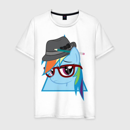 Мужская Футболка Rainbow Dash hipster (хлопок)