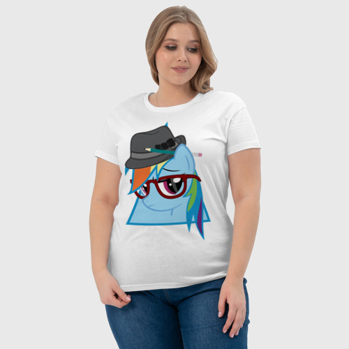 Женская футболка хлопок Rainbow Dash hipster, цвет белый - фото 6