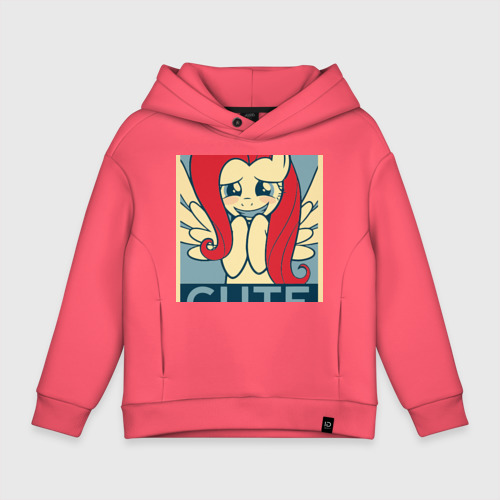 Детское худи Oversize хлопок Fluttershy cute, цвет коралловый