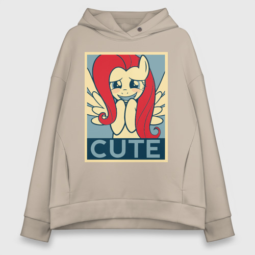 Женское худи Oversize хлопок Fluttershy cute, цвет миндальный