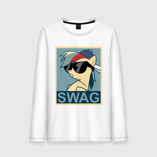 Мужской лонгслив хлопок Rainbow Dash swag, цвет белый