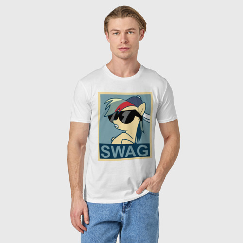 Мужская футболка хлопок Rainbow Dash swag, цвет белый - фото 3