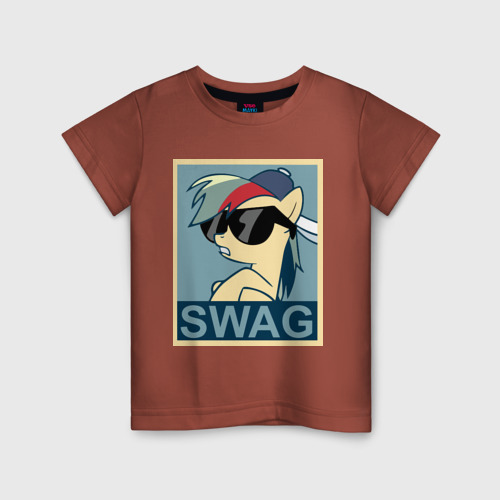 Детская футболка хлопок Rainbow Dash swag, цвет кирпичный