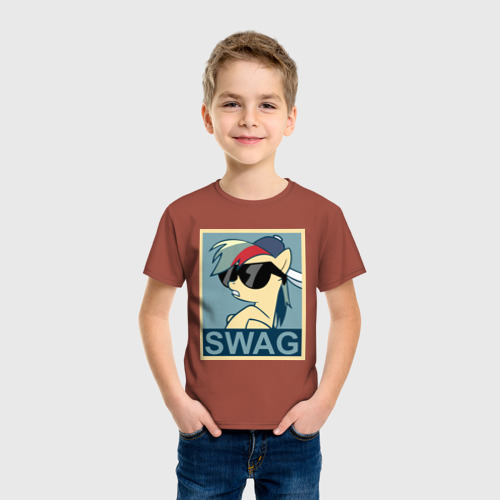 Детская футболка хлопок Rainbow Dash swag, цвет кирпичный - фото 3