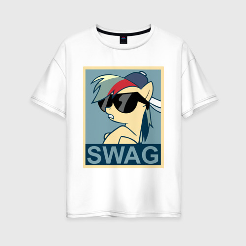 Женская футболка хлопок Oversize Rainbow Dash swag, цвет белый