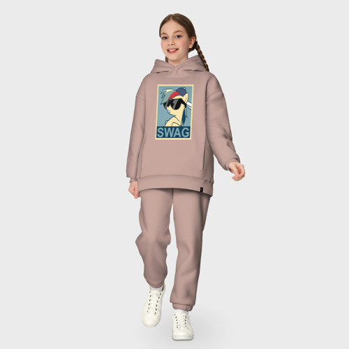 Детский костюм хлопок Oversize Rainbow Dash swag, цвет пыльно-розовый - фото 5