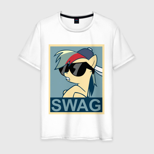 Мужская футболка хлопок Rainbow Dash swag, цвет белый