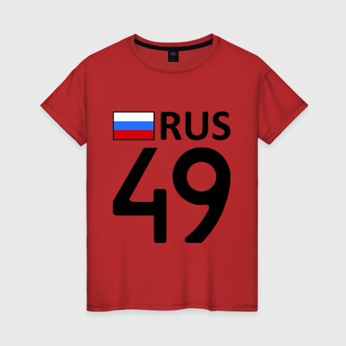 Женская футболка хлопок Магаданская область 49, цвет красный