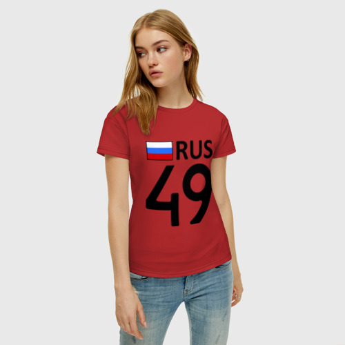 Женская футболка хлопок Магаданская область 49, цвет красный - фото 3