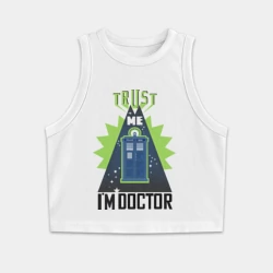 Женская укороченная майка-топ хлопок Верь мне, я доктор