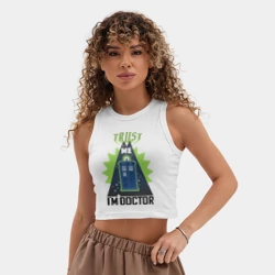 Женская укороченная майка-топ хлопок Верь мне, я доктор - фото 2