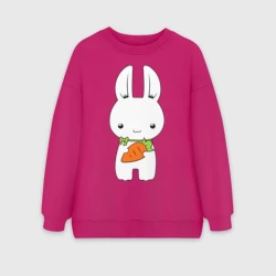 Женский свитшот oversize без начеса хлопок Зайчик с морковкой