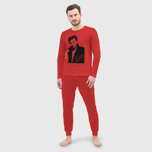 Мужская пижама с лонгсливом хлопок Леонардо Дикаприо, цвет красный - фото 3