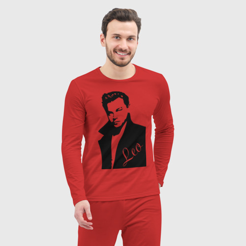 Мужская пижама с лонгсливом хлопок Леонардо Дикаприо, цвет красный - фото 5