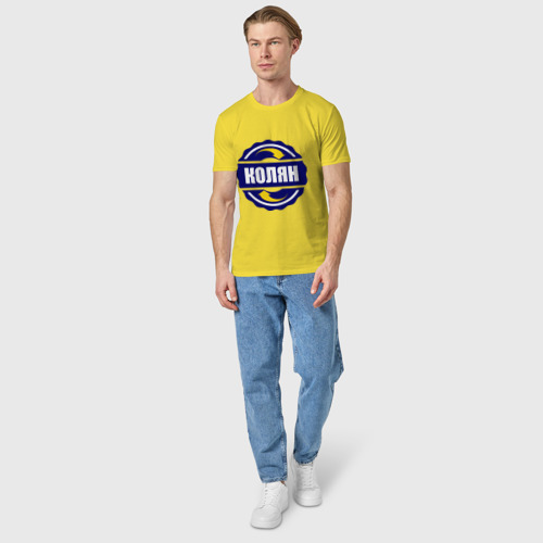 Мужская футболка хлопок Эмблема - Колян, цвет желтый - фото 5