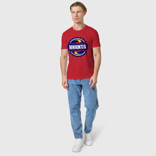 Мужская футболка хлопок Эмблема - Никита, цвет красный - фото 5