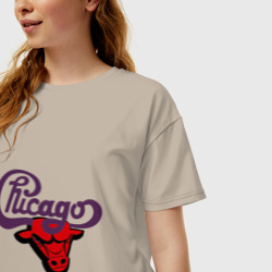 Женская футболка хлопок Oversize Чикаго Булс Chicago bulls - фото 2