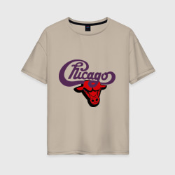 Женская футболка хлопок Oversize Чикаго Булс Chicago bulls