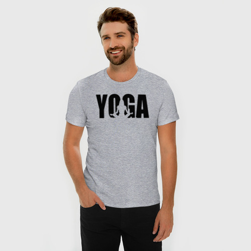 Мужская футболка хлопок Slim Йога, цвет меланж - фото 3