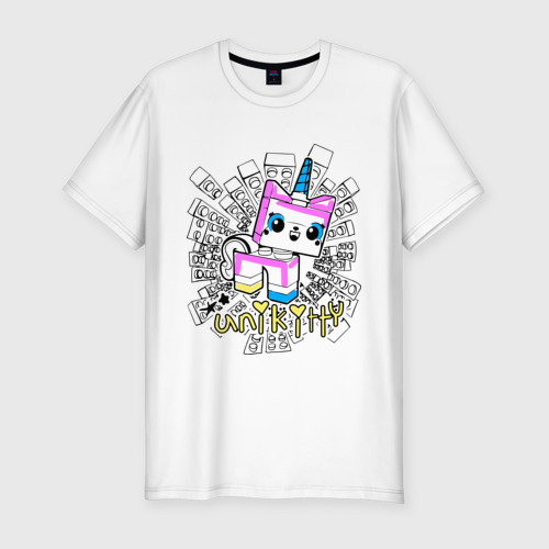 Мужская футболка хлопок Slim Unikitty, цвет белый