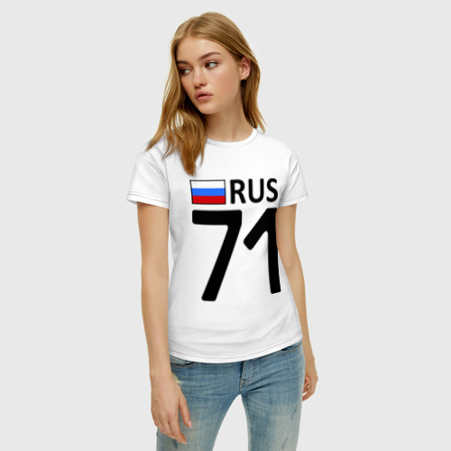 Женская футболка хлопок Тульская область (71), цвет белый - фото 3