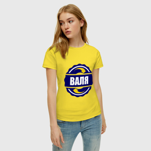 Женская футболка хлопок Эмблема - Валя, цвет желтый - фото 3