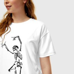 Женская футболка хлопок Oversize Танцующий скелет - фото 2