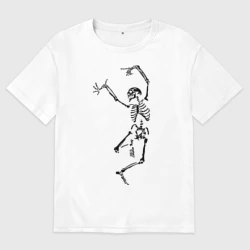 Женская футболка хлопок Oversize Танцующий скелет