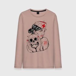 Мужской лонгслив хлопок Тату медсестра