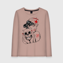 Женский лонгслив хлопок Тату медсестра