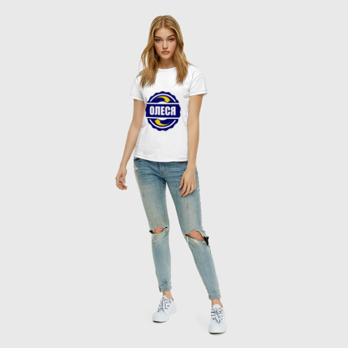 Женская футболка хлопок Эмблема - Олеся, цвет белый - фото 5