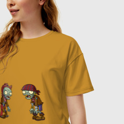 Женская футболка хлопок Oversize Зомби против Растений - фото 2