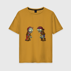 Женская футболка хлопок Oversize Зомби против Растений