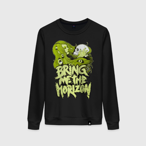 Женский свитшот хлопок Bring me the horizon girl, цвет черный