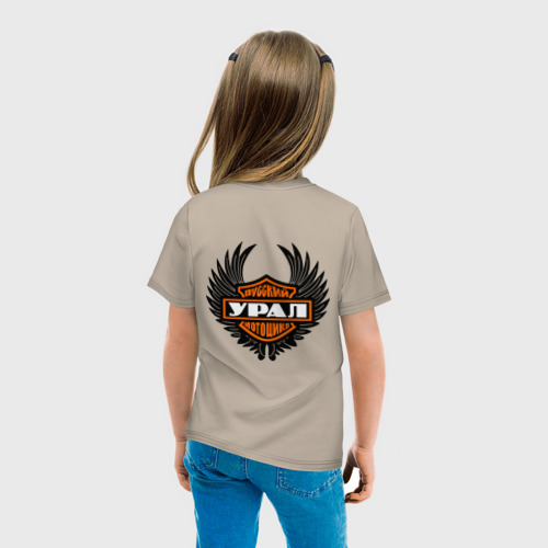 Детская футболка хлопок с принтом Мотоцикл урал крылья, вид сзади #2