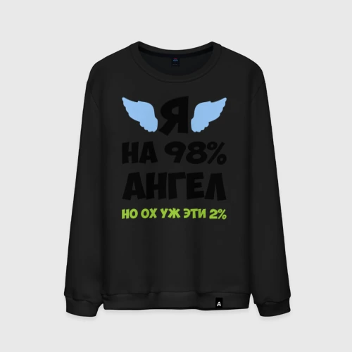 Мужской свитшот хлопок Я ангел лишь на 98%