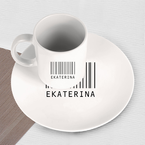 Набор: тарелка + кружка Екатерина штрихкод - фото 3