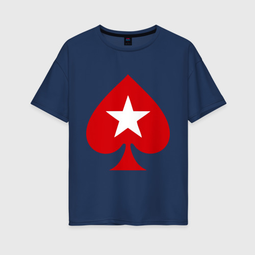 Женская футболка хлопок Oversize Покер Пики Poker Stars, цвет темно-синий