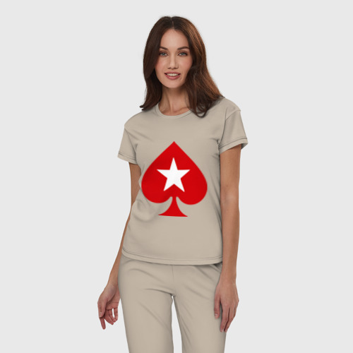 Женская пижама хлопок Покер Пики Poker Stars, цвет миндальный - фото 3
