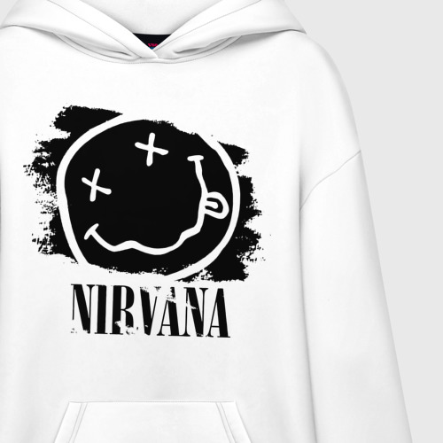 Худи SuperOversize хлопок Смайл Nirvana, цвет белый - фото 3