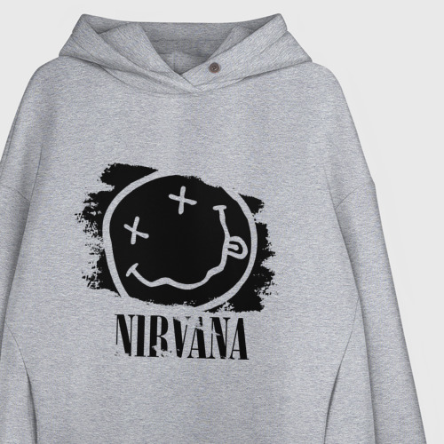 Женское худи Oversize хлопок Смайл Nirvana, цвет меланж - фото 3