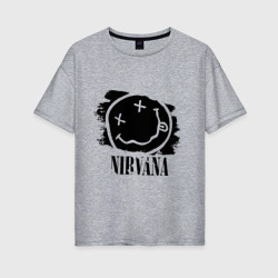 Женская футболка хлопок Oversize Смайл Nirvana