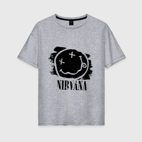 Женская футболка хлопок Oversize Смайл Nirvana, цвет меланж