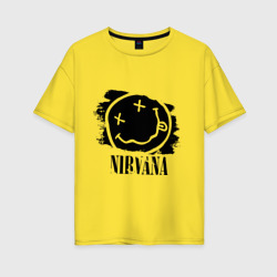 Женская футболка хлопок Oversize Смайл Nirvana