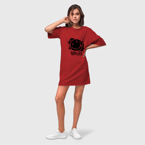 Платье-футболка хлопок Смайл Nirvana, цвет красный - фото 3