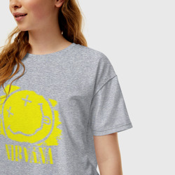 Женская футболка хлопок Oversize Смайл Nirvana - фото 2