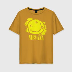 Женская футболка хлопок Oversize Смайл Nirvana