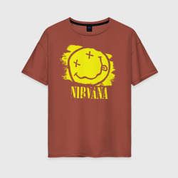 Женская футболка хлопок Oversize Смайл Nirvana