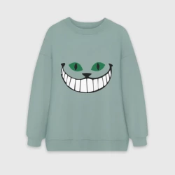 Женский свитшот oversize без начеса хлопок Чеширский кот