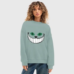 Женский свитшот oversize без начеса хлопок Чеширский кот - фото 2